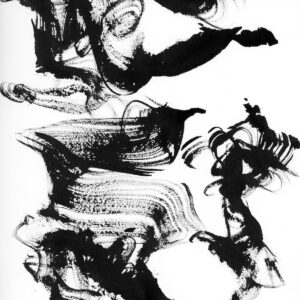 Eine Schülerin und eine Lehrerin sind in dieser Tuschezeichnung von Otto Frühwach titelgebend schwarz auf weiß gemalt als Fantasiefiguren dargestellt.