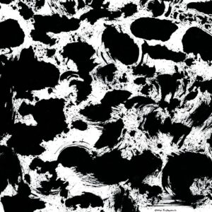 Diese Tuschezeichnung von Otto Frühwach ist schwarz auf gemalt und zeigt eine Fülle von Fantasiefiguren die die Nacht bevölkern.